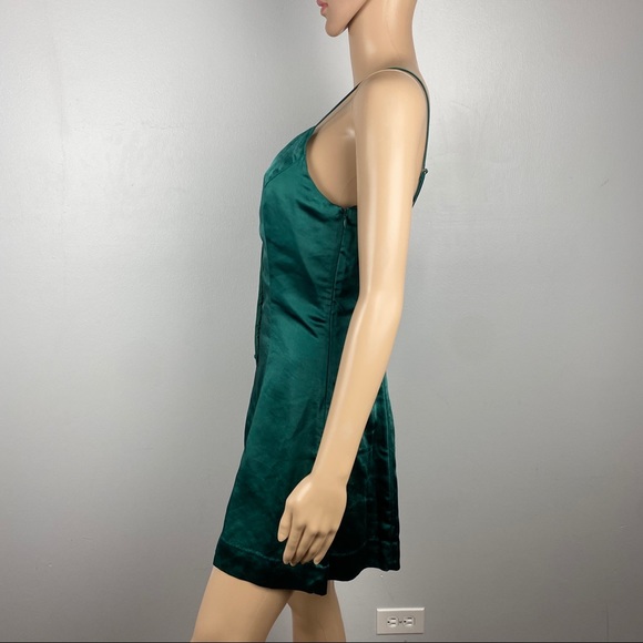 ENDLESS ROSE GREEN SATIN BUTTON FRONT ROMPER - Picture 4 of 8